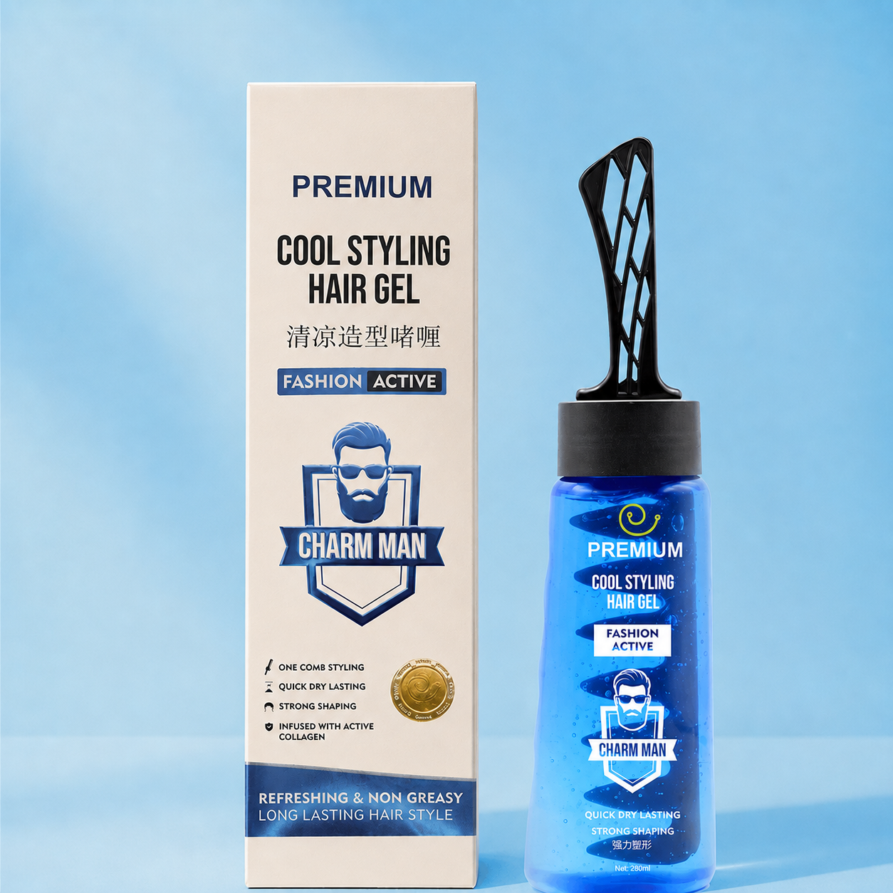 Premium Cool Styling Hair Gel With Active Collagen -280ml